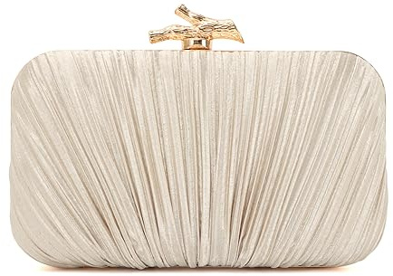 Freie Liebe Clutch Purses for Women Evening Bag Pleated Clutch Bag with Chain for Wedding Party