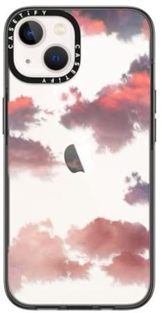 CASETiFY Compact iPhone 14 Case [4 ft. 2X Military Grade Drop Protection/Slim/Lightweight] - Clouds (Red) - Clear Black