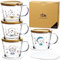 TDN Kaffeetassen Set, 4er Set Latte Macchiato Gläser mit Henkel, Trinkgläser mit Bambusdeckel, Frühstückstasse für Tee, Kaffee, Cappuccino, Wassergläser Spülmaschinenfest und Mikrowellen, 400ML