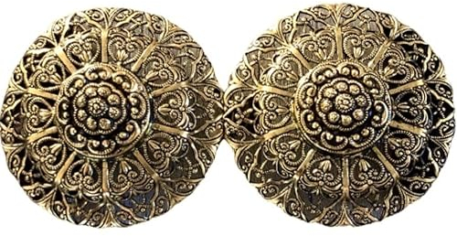 zarte und filigrane gold altgold Trachten Schliesse Schürzen Dirndl Schnalle leichtes Metall 90mmx45mm, made in Germany, (1 Stück)