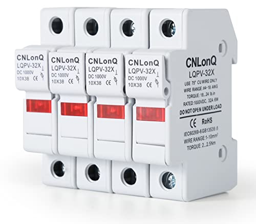 Jadeshay 4 Stück Solar PV Sicherungshalter RT18-32X 1P DC1000V Photovoltaik Sicherungshalter Hutschiene 10 x 38 mm Sicherungshalter mit Licht