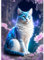 DAERLE 5D Diamond Painting Weiße Katze mit Blume, Diamant Painting Bilder Tier, Diamond Art Erwachsene Full DIY Diamant Kunst Malerei Stickerei Set Kreuzstich für Home Wand Dekor 30x40cm