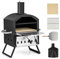 KOMFOTTEU Four à Pizza ouvert pour l'Extérieur, 2 Sections, 600°C, Four en Bois portable en Acier inoxydable, Mini-four avec Pierre à Pizza, Spatule à Pizza, Grille, Couvercle étanche