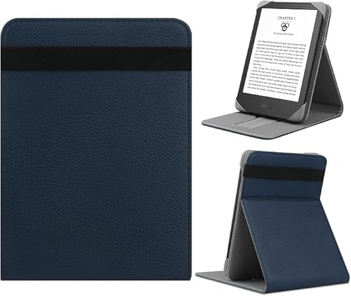 HoYiXi Custodia per 7 Kindle Paperwhite/Colorsoft 2024,verticale Flip Stand Cover compatibile con 6-6.8 E-Book Reader Paperwhite Kobo Tolino Ebook Pocketbook Ereader- blu scuro