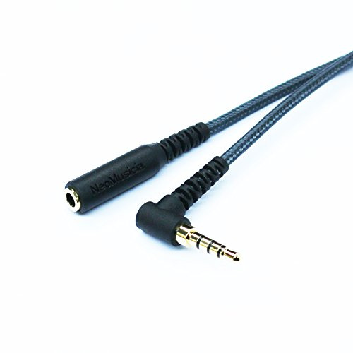 ABLET Cavo di prolunga per cuffie da 3,5 mm, TRRS, cavo audio stereo ad angolo retto, 4 poli, maschio da 3,5 mm a 4 poli femmina da 3,5 mm (compatibile con microfono), 2 m