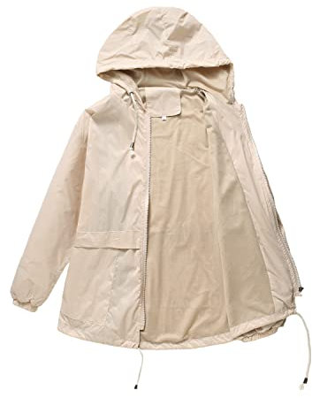 Veste de pluie pour femme - Veste softshell imperméable - Veste de mi-saison - Veste d'extérieur - Automne - Hiver - Coupe-vent - Veste à capuche - Noir - Grandes tailles - Manteau de pluie, Beige B,