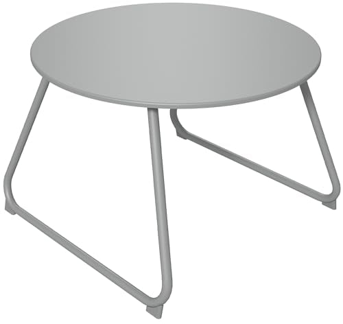 Outsunny Runder Gartencouchtisch, Outdoor-Beistelltisch, Ø60 cm, verstellbare rutschfeste Kufen, epoxidharzbeschichtetes Metall, grau