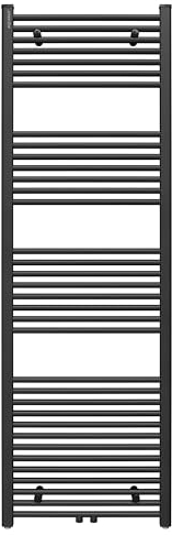 AQUABAD Badheizkörper Virgo | Grösse: 60 x 180 cm | Heizleistung 712 Watt | Farbe: Schwarzmatt | Mittelanschluss 50mm | Handtuchhalter, Handtuchwärmer
