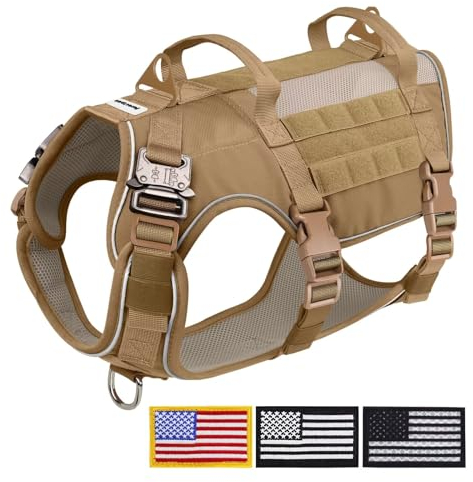 Forestpaw Taktisches Hundegeschirr, atmungsaktives Air-Mesh-Hundegeschirr, kein Ziehen, Frontclip, Service-Hundeweste mit 2 Griffen, verstellbares, reflektierendes Geschirr für mittelgroße und große