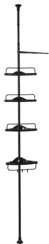 Hoppa! - Badezimmer-Eckregal - Verstellbar 85–305 cm schwarz mit 4 Schubladen und 3 Haken