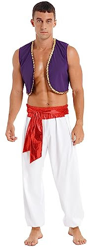 Kvysinly Men's Arabian Prince Street Rat Costume Halloween Cosplay Party Outfit Adults Fancy Dress Up Costumes Red L