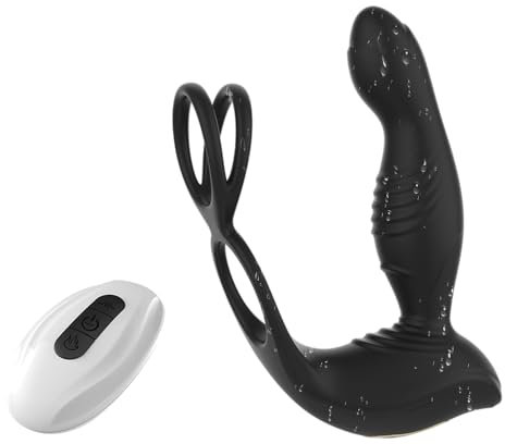 Estimulador de Próstata Vibrador con Anillo de Pene, Silicona de Masajeador de Próstata, Masaje de Próstata Anal Vibradores, 10 modes Recargable Impermeable de Punto G hombres, Mujeres, Pareja