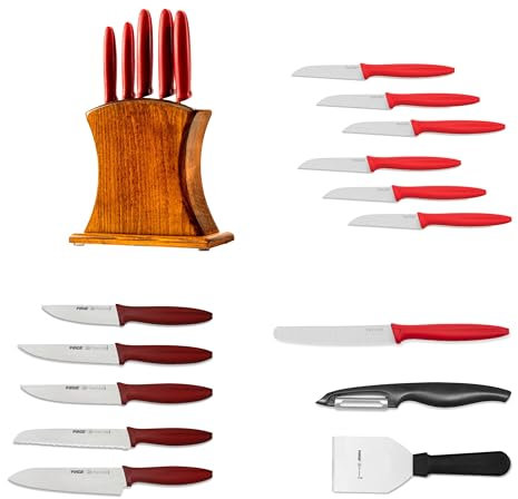 Pirge | Kitchen Knife Set 15 Pcs - Razor Sharp German Steel Chef Knives - High Carbon Stainless Steel, Professional Quality Since 1879, Knife Set with Block
