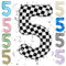 Checkered 40 Inch Number 5 Balloon,Large Self Inflating Black and White Foil Number Balloons 0-9 for Boys Girls,Digit Racing Balloons for 5th Birthday Party Decorations Supplies