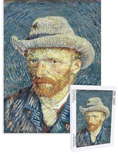 Nine Looms Wooden Jigsaw Puzzles 1000 Pieces Van Gogh Famous Paintings Self Portrait with Hat Portrait in Pointillism Gifts Decorative Painting Puzzles Activity Puzzles for Family Games (1000PCS)