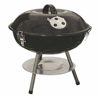 Zendea Barbecue Tondo con Coperchio 39x34cm - Ideale per Cuocere Carne e Pesce in Giardino, Terrazzo o Campeggio - con Griglia in Acciaio Inox e Kit di Montaggio - Resistente alle Intemperie