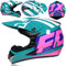 SMTSEC Motorradhelm Cross für Damen und Herren - Full Face MTB Motocross Helm DOT/ECE-Zertifiziert Mit Schutzbrillen, Maske, Handschuhe - Downhill Mopedhelm für Cruiser Chopper, Grün/A-S