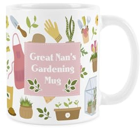 Great Nans Garden Mug - Pink Tulip Flowers Gardening Gift - Tea/Coffee White Drinks Cup Present