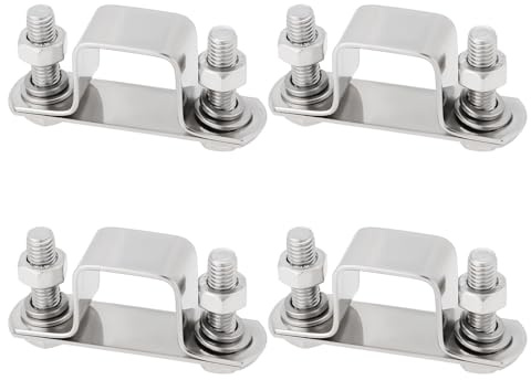 YINETTECH 4 Sets U-förmige Steckverbinderhalterung, 25 mm x 25 mm, Sicherheitshalter, 304 Edelstahl, Halterung für Rohrleitungen, Silber