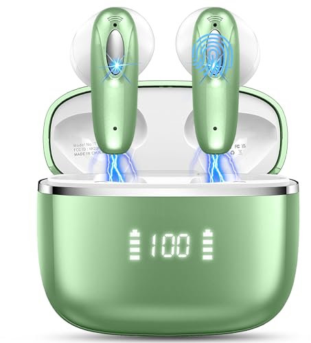 Wireless Earbuds Bluetooth 5.3 Wireless Headphone with 14.2mm Drivers Stereo, 4 ENC Noise Cancelling Mic Bluetooth Earphone, 40Hrs Mini Ear Buds, USB-C/Clear Call/Touch Control/IP7 Waterproof/Dual LED