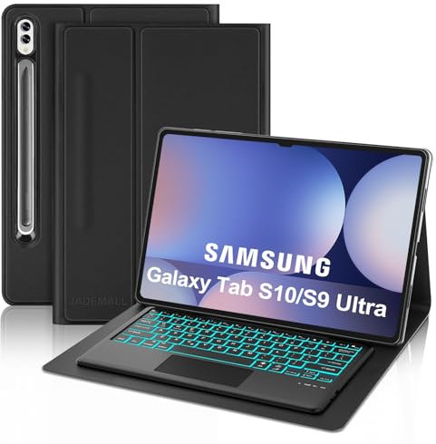 Keyboard Case with Touchpad for Samsung Galaxy Tab S10 Ultra 14.6, Wireless Bluetooth Backlit Trackpad Keyboard, Slim Cover for Samsung Galaxy Tab S10/S9 Ultra 14.6 Inch 2024/2023 Tablet, Black