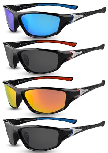 DASHUAIGE 4 Stück Herren Sonnenbrille Sportbrille Fahrradbrille, UV 400 Sonnenbrille Herren Polarisiert für Herren Damen zum Radfahren Ski Golfen Angeln Fahren Wandern