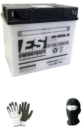 KOMPATIBEL MIT BMW R 90 S R 90 S 900 1973 A 1976 ENERGIESICHERE Batterie, BEREIT ZUM EINBAU 53030 12V/30AH (ES60-N30-LA), Start des MOTORRADMOTORS