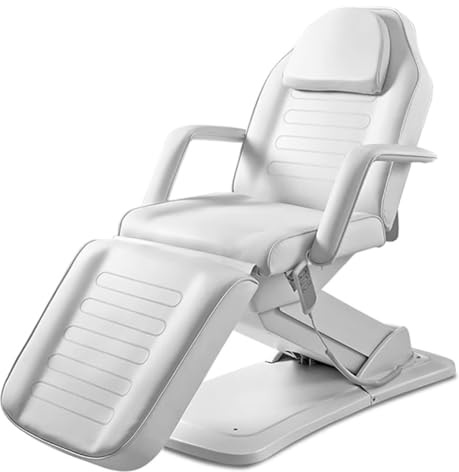 TT-YEC Professionelles Schönheitsbett, Elektrische Massage-Tattoo-Liege, Höhenverstellbar, Spa-Bett Mit Verstellbarer Rückenlehne Und Beinauflage, 3 Motor Beauty Salon Gesichtsbett,Weiß