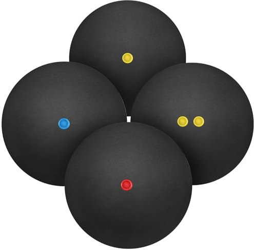 UKCOCO Progression Squash Bälle: 4 Stück High-Bounce-Trainings-Squashball Roter, Blauer, Gelber und Doppelter Gelber Punkt Für Fortgeschrittene Anfänger Junioren Wettkämpfe