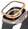 ZXZZNO Vidrio templado para Apple Watch Ultra 49mm marco de Metal de titanio película antiarañazos para accesorios protectores de pantalla Serie Ultra 2(Gold 3)