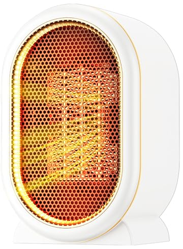 Heizlüfter Energiesparend, 1200W Heizung Elektrisch PTC Keramik Elektroheizung, 2 Heizmodi, Konstante Temperatur, Überhitzungs und Kippschutz, Leise Heizlüfter Klein für das Home Schlafzimmer Office
