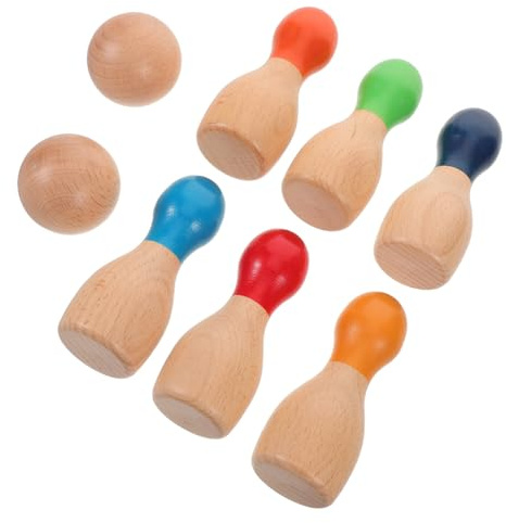 Milisten Mini Wooden Lawn Bowling Set for Outdoor Bowling Pins and Balls Interactive Family Sports for Indoor and Garden Play Lightweight for Easy Grasp