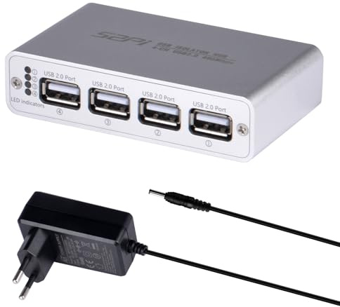 GeeekPi Hub de aislamiento digital USB, 4 puertos USB 2.0, alta velocidad de 480 Mbps, chip ADuM3165 de grado industrial, protección RMS de 3.75 kV, transferencia de datos bidireccional, 89 mm x 50 mm