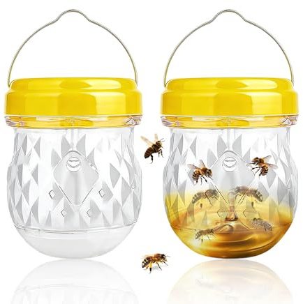 Udbrud 2 Stück Wespenfalle, Wespen 360° zum Aufhängen, Wespenabwehr für Draußen Wasp Trap Mückenfalle Bienenfalle Fliegenfalle Abschreckung Wespennest Lockstoff für Haus und Garten