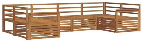 vidaXL Sofagarnituren 6 pcs Natur Massivholz Akazie, Moderner Garten-Sofa, strapazierfähiges Terrassen-Set, Bequeme Sitzmöbel für Deine Lounge-Atmosphäre