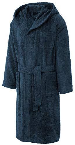 CelinaTex Borkum Herren Bademantel mit Kapuze Baumwolle Frottee Hausmantel Morgenmantel Größe S - XXL, M, Dunkelblau