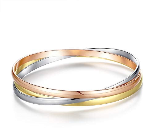 Kim Johanson Damen Armreif *Olympia* aus Edelstahl mit 3 geschlossenen Ringen Roségold/Gold/Silber Armband inkl. Schmuckbeutel