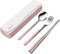 DEVICO Travel Cutlery Set, Camping Cutlery Set for 1, Portable 18/8 Stainless Steel Camping Utensils Include Fork Spoon Chopsticks (Pink)