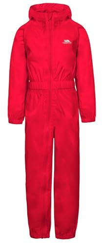 Trespass Kids Waterproof Breathable Rain Suit Button Red 7/8