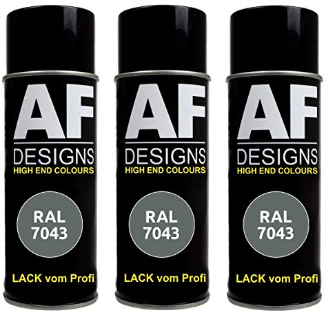 Alex Flittner Designs 3x RAL Lackspray Autolack Buntlack Spraydose RAL7043 VERKEHRSGRAU B seidenmatt