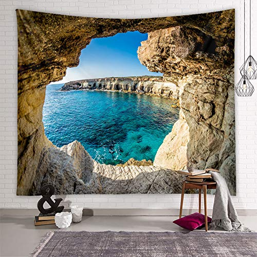 Lsimeru Berglandschaft Wandteppich Meer Ozean 230x180 Sommer Bergsee Natur Landschaft Wandbehang Psychedelic Beach Wandtuch Tapestry Wandkunst Schlafzimmer