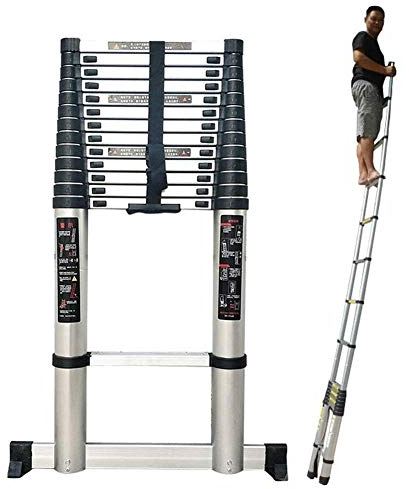 Teleskopleiter Leiter Treppenleiter 5 M / 6 M / 7 M / 8 M Hohe Aluleiter Teleskopleiter mit Stabilisator, Aluminium-Verlängerungsleiter für Industrie-Dachhaushalte, Laden 150kg / 330lbs