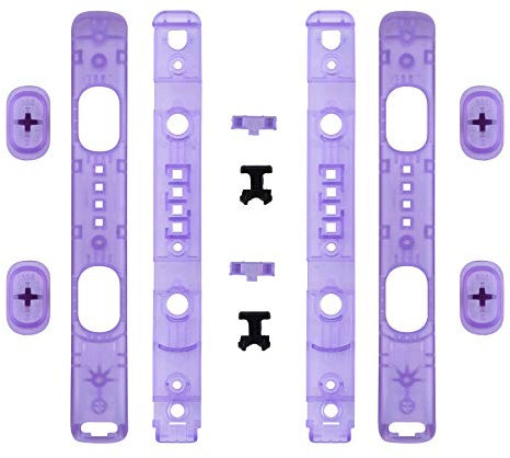 eXtremeRate Shell für NS Switch/Switch OLED Joycon Handgelenksschlaufe, DIY-Ersatzteile Joycon Schlaufe Gehäuse & Knöpfe Set für nintendo Switch Strap-Transparent Lila