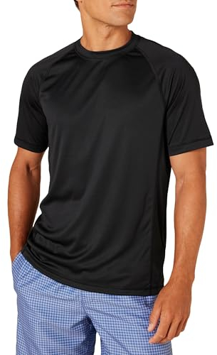 Amazon Essentials Herren Schmal Geschnittenes, Kurzärmeliges, Schnelltrocknendes UPF 50-Bade-T-Shirt, Schwarz, XL
