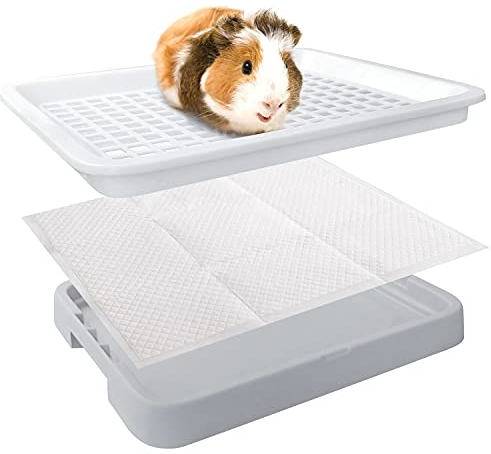 Kleintier-Klo, Kaninchen Toilette, Kunststoff, quadratischer Käfig für Ratten, Töpfchentrainer, Eckrost, Bettwäsche, Haustierpfanne für Meerschweinchen, Chinchilla, Frettchen, Galesaur, Buuny