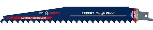 Bosch 1x EXPERT Tough Wood S1142KHM Säbelsägeblatt (für Bauholz, Druckimprägniertes Holz, Länge 225 mm, Professional Zubehör Säbelsäge)