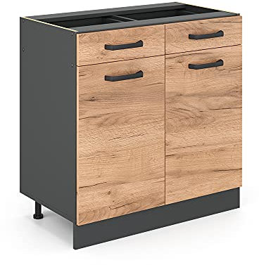 Vicco Meuble Cuisine R-Line, Chêne de Force doré, 80cm sans PT