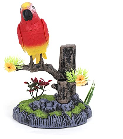 Sprechende Papagei Vögel Spielzeug Elektronische Haustiere mit Sprache Wiederholenfunktion und Körper schwingen, Büro Home Dekoration Stifthalter, Talking Parrot für Kinder Geburtstag und Weihnachten