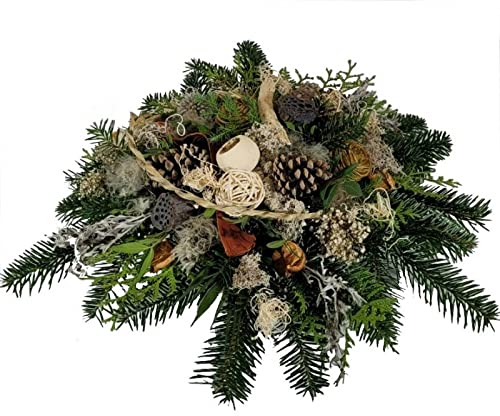 Grabschale mit echter Tanne - Winter, Gesteck Friedhof von Flora Trans