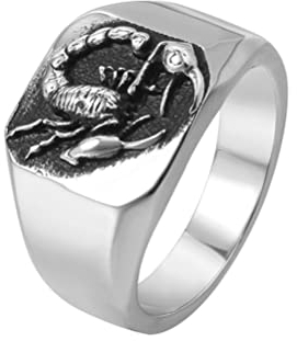 PAURO Herren Edelstahl Personalisierte Vintage Skorpion Ring Punk Stil Silber Größe 54 (17.2)